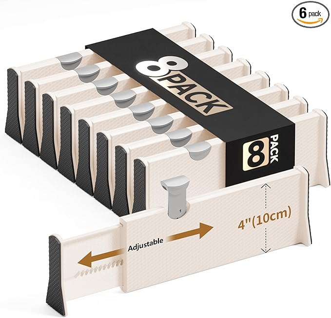 Drawer Dividers Organizer, Adjustable Separators 4" High Expandable from 11-17" by NTQNOIKA