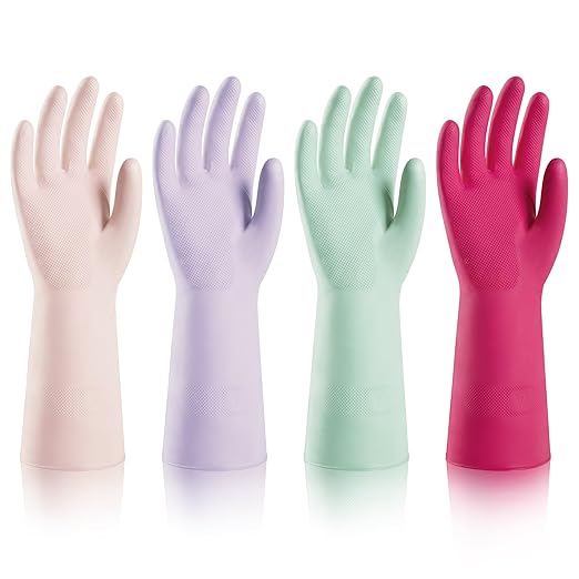 ThxToms 4 Pairs Nitrile Cleaning Gloves, Latex free Reusable Dishwashing Gloves by ThxToms
