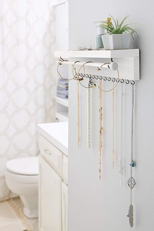 Rustic White Necklace Jewelry Organizer - Image 4