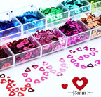 12 Colors Heart Nail Art Glitter Sequins, 3D Love Heart Nail Flakes Designs - Image 2