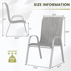 UDPATIO Patio Chairs Set of 6, Stackable Silver Outdoor Dining Chairs with High Back, Breathable Textilene Fabric Outdoor Chair All Weather, 350LBS Capacity for Garden, Backyard (Light Grey) - Image 3