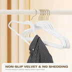 50 Pack White Velvet Hangers, Non Slip, Heavy-Duty, Space Saving, - Image 3