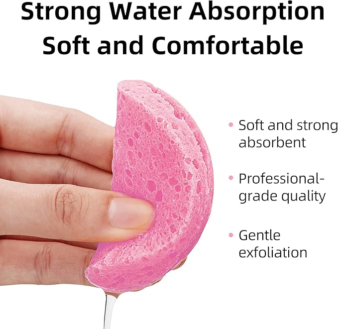 60-Count Compressed Facial Sponges|100% Natural Kickleen Cellulose Cosmetic Spa - Image 4