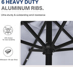 ABCCANOPY Durable Solar Led Patio Umbrellas with 24LED Lights 7.5FT with 6 Sturdy Ribs (Fog Gray) - Image 6