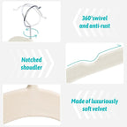 Premium Velvet Shirt Hangers 30 Pack, Non-Slip 360° Swivel Hook Slim Flocked - Image 3