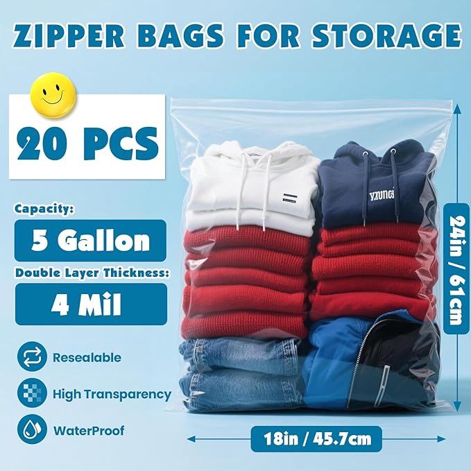 20 Pack Large 5 Gallon Storage Bags - Image 2