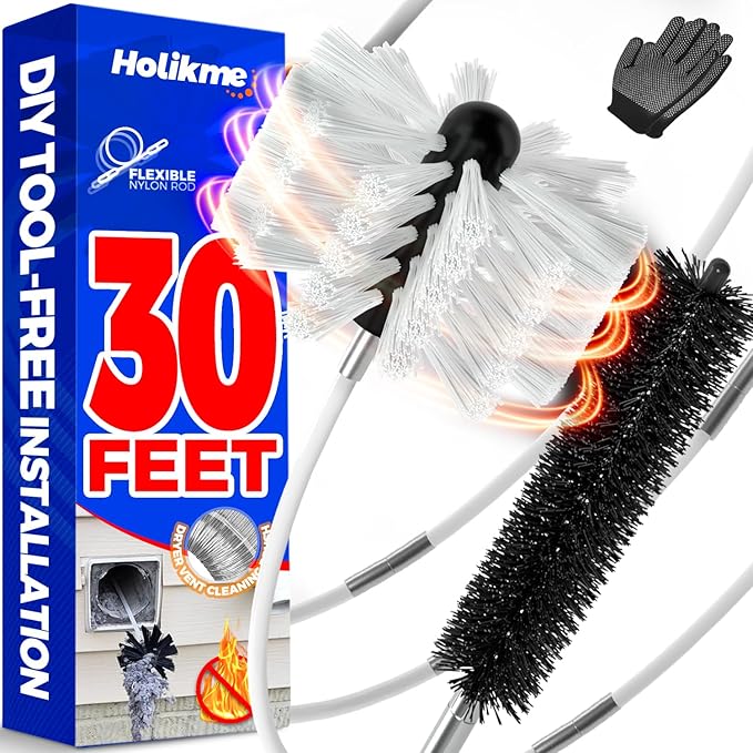 Holikme 30 Feet Dryer Vent Cleaner Kit, Flexible Lint Brush by Holikme