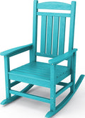 KINGYES HDPE Rocking Chairs Outdoor, Patio Rocking Chairs with 330lbs Support, Smooth Porch Rocker for Deck Lawn Yard, Aruba Blue by KINGYES