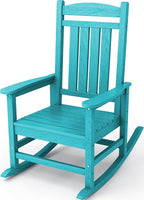 KINGYES HDPE Rocking Chairs Outdoor, Patio Rocking Chairs with 330lbs Support, Smooth Porch Rocker for Deck Lawn Yard, Aruba Blue by KINGYES