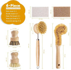 6 Piece Bamboo Dish Brush Set - Image 2