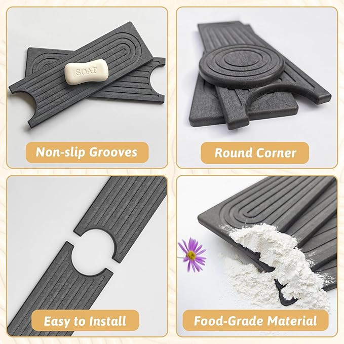 Diatomite Sink Mat around Faucet, Instant Dry Stone Sink Tray Cleaning Tools - Image 6