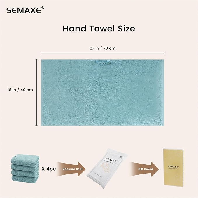 SEMAXE Bathroom Hand Towel, 100% Cotton Towels - Image 2