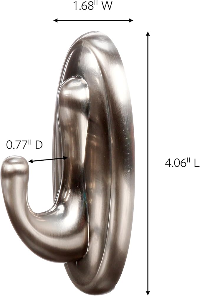 Command 5 lb Large Brushed Nickel Color Hooks, 2-Count of 2 Wall Hooks and 2 - Image 3