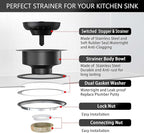 Black Sink Drain 3-1/2 Inch Matte Black Kitchen Sink Drain Strainer Assembly Kit - Image 7