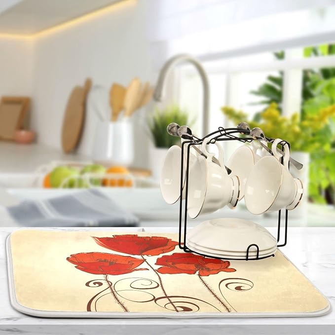 Super Absorbent Dish Drying Mat, Microfiber Fast-Drying Dish Mat, Kitchen Dish - Image 5