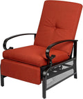 Oakcloud Adjustable Outdoor Lounge Chair Metal Patio Relaxing Recliner Chair with Removable Cushions(Red) by OckcloudPatioFurniture