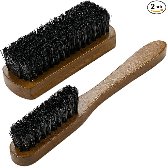 TAKAVU Leather & Upholstery Cleaning Brush Set, 100% Black Boar Bristle by TAKAVU