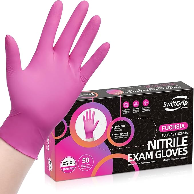 Powder-Free Nitrile Gloves, Disposable Nitrile Gloves, Latex-Free, Powder-Free by SwiftGrip