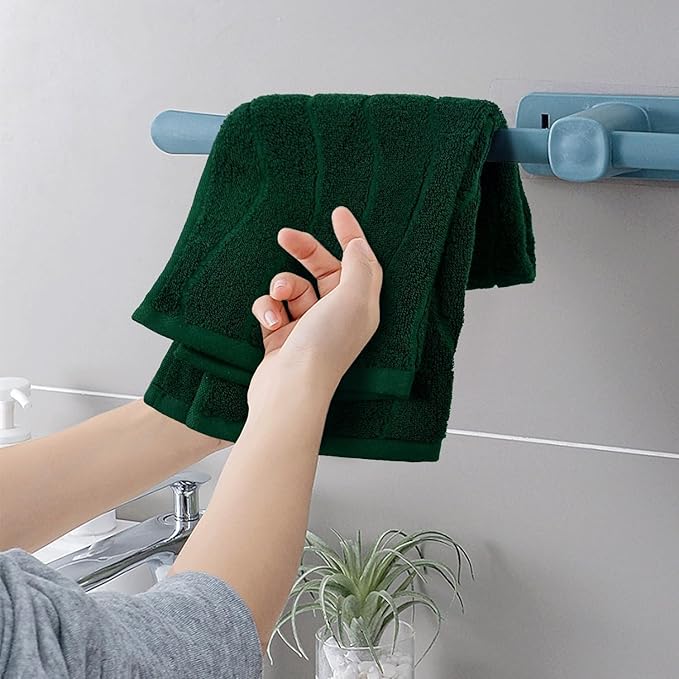 Jacquotha 2-Piece Hand Towels Set in Forest Green, Wavy Striped Jacquard Towels - Image 7