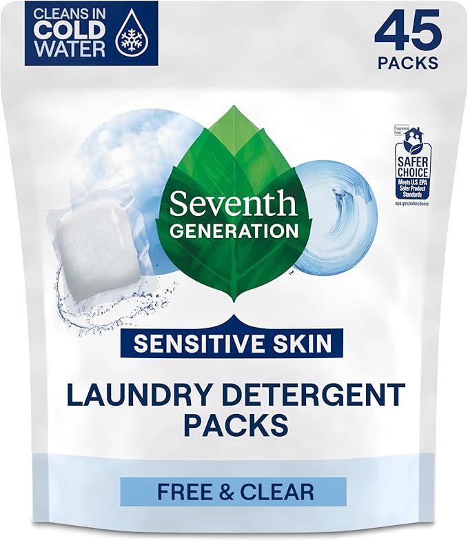 Seventh Generation Laundry Detergent Packs, Free & Clear, Made by SeventhGeneration