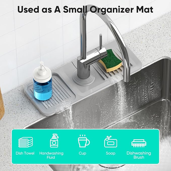 14.6'' Faucet Mat for Kitchen Sink Kitchen Sink Splash Guard Silicone Kitchen - Image 7