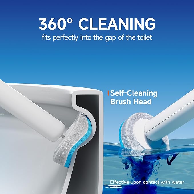 CTIME Disposable Toilet Brush Family Set Includes 60 Brush Heads, a Stylish - Image 3
