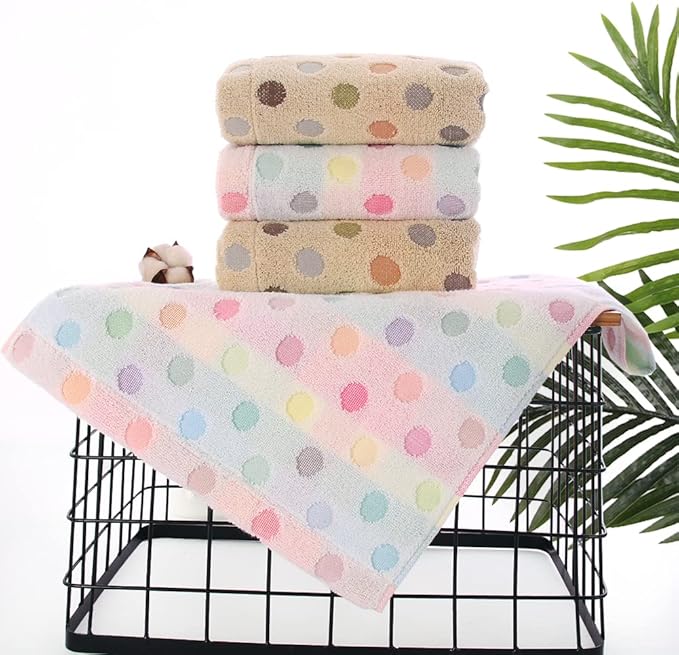 Pidada Hand Towels Set of 2 Colorful Polka Dot Pattern 100% Cotton Soft - Image 2