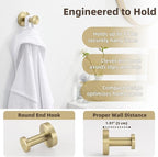 APLusee Brushed Gold Single Robe Wall Hook, 304 Stainless Steel Heavy Duty - Image 5