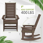 GREENVINES Outdoor Rocking Chairs | Set of 4 | Porch Rocker | HDPE Plastic | Wood Grain | Oversized Rockers | High Back | Big & Tall | Ladder Back | Dark Brown | for Patio Outside - Image 3