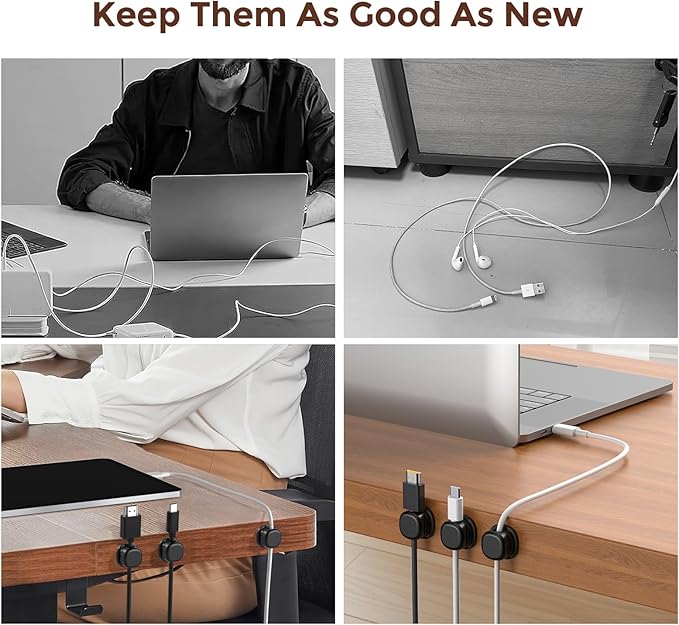 AhaStyle Spring Cable Organizer 6 Pack Cord Cable Holders Clips Strong Adhesive - Image 5
