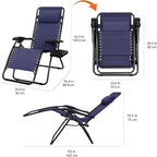 Amazon Basics Outdoor Textilene Adjustable Zero Gravity Folding Reclining Lounge Chair Set with Side Table, pack of 2, Blue - Image 3