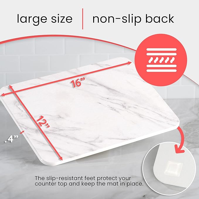 Stone Drying Mat for Kitchen Counter – Diatomaceous Earth Dish Drying Stone – - Image 6