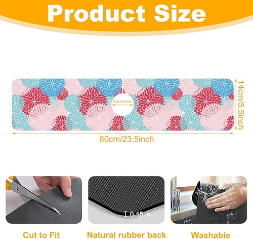 2 Pack Abstract Flowers Sink Splash Guard Faucet Mat Vintage Floral Super - Image 2