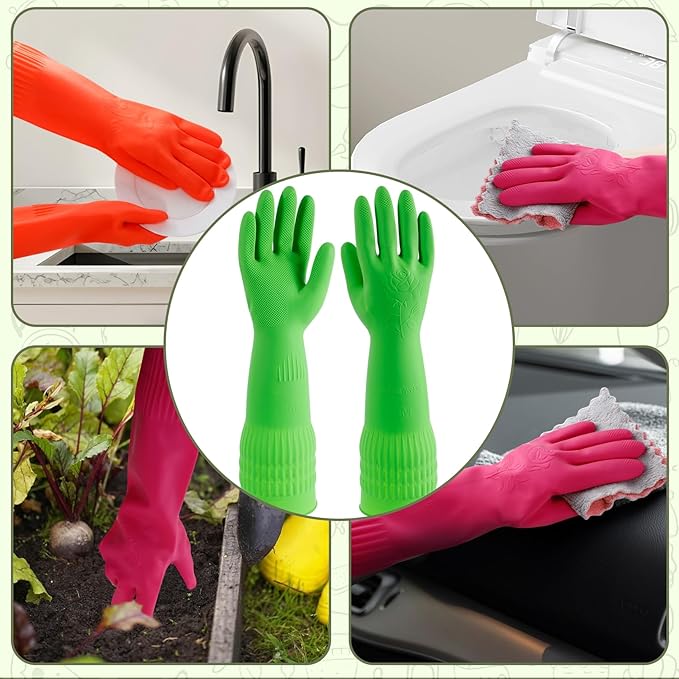 3 Pairs Rubber Dishwashing Gloves, Rubber Cleaning Gloves, Reusable Kitchen - Image 7