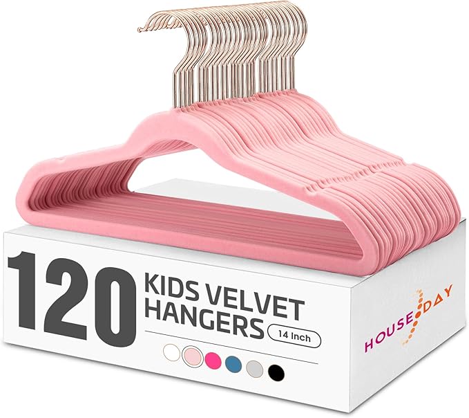 HOUSE DAY Velvet Kids Hangers 120 Pack, Premium Children Hangers by HOUSEDAY