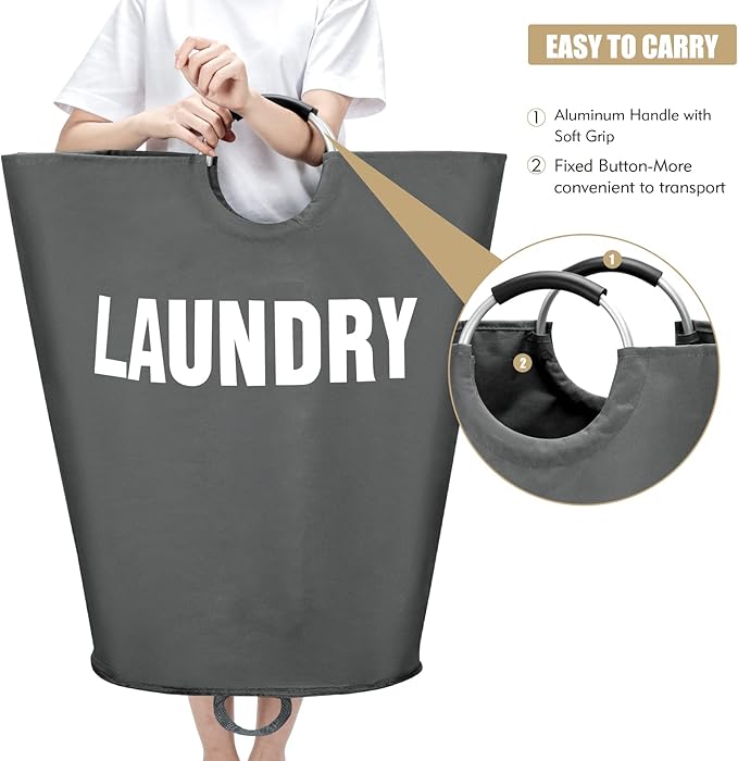 160L XX-Large Laundry Basket, Freestanding Tall Clothes Hamper, Collapsible - Image 5