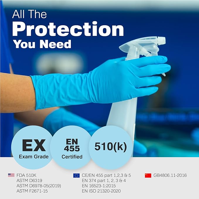 Raxwell Blue Nitrile Disposable Gloves - Image 6