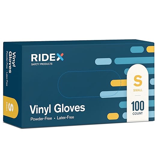 Ridex Disposable Gloves Latex-Free Clear Vinyl Gloves Powder-Free All-Purpose by Ridex