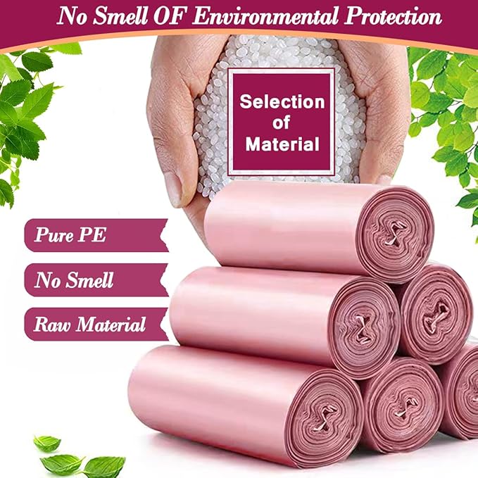4 Gallon/180pcs Small Pink Trash/Garbage Bags, Bathroom Can Bin Liners - Image 4