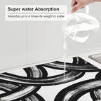 Black and White Abstract Curved Dish Drying Mats, Washable Reversible Foldable - Image 5