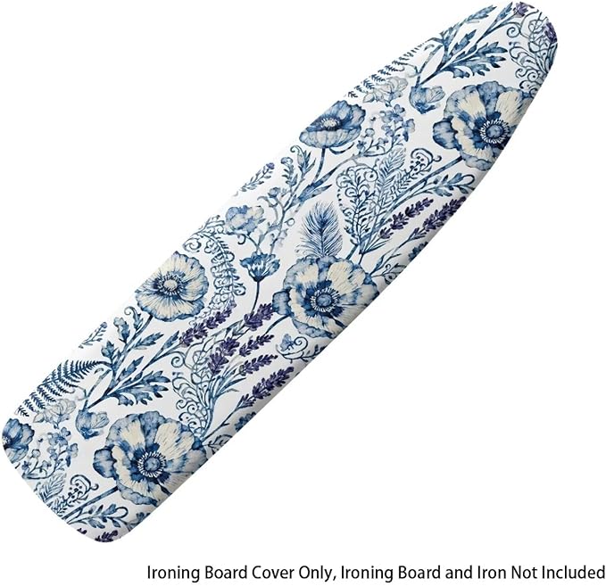 Blue Floral Print Ironing Board Cover Heavy Duty Thick Padding Iron Board - Image 6
