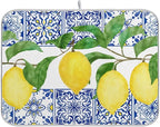 Lemon Blue Tiles Dish Drying Mat by BOENLE-WELCOMEYOURCOMING