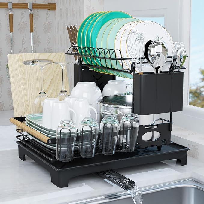 2 Tier Dish Drying Rack, Large-Capacity Dish Rack by Utheinteck