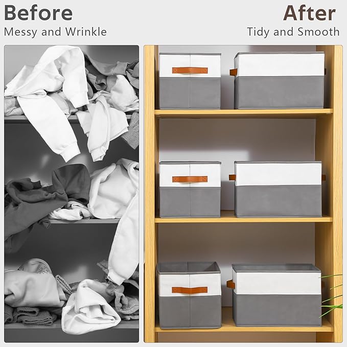 4 Pack Large Storage Bins with Handle, Collapsible Storage Basket - Image 6