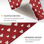 Valentines Day Dish Drying Mat for Kitchen Counter 18x24 Cream Red Love Heart - Image 3