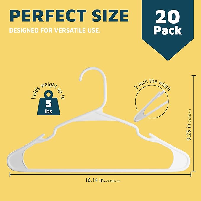 Lifemaster Plastic Clothes Hangers – Heavy Duty Hanger Set, - Image 2