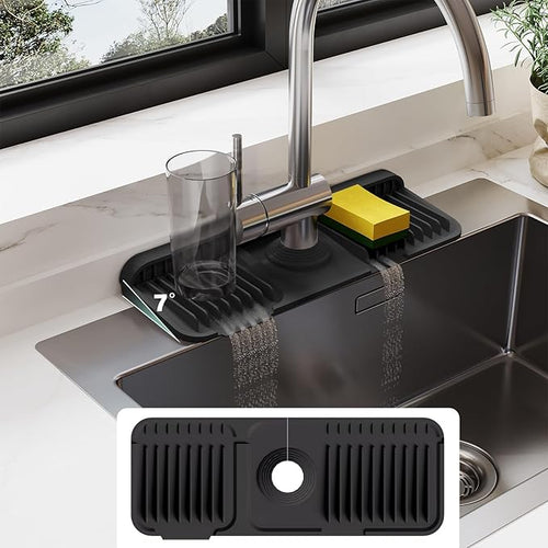 14.6 Inch Silicone Faucet Mat for Kitchen Sink Splash Guard by Doeklpo