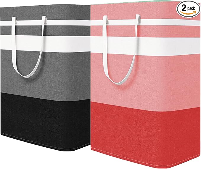2-Pack Foldable Laundry Basket, Large Laundry Baskets by Kewjug