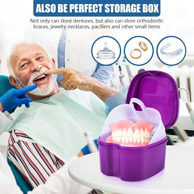 2 Pack Denture Bath Case Cup Box Holder Storage Container - Image 4