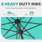 MEWAY 12ft Patio Umbrella Outdoor Table Umbrellas with Crank, Market Umbrella 8 Sturdy Ribs for Deck, Garden, Pool and Backyard, Turquoise - Image 5